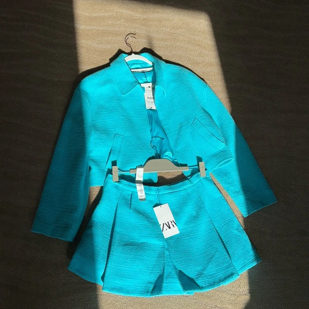 Zara Textured Mini Skort And Matching Jacket‎ Set